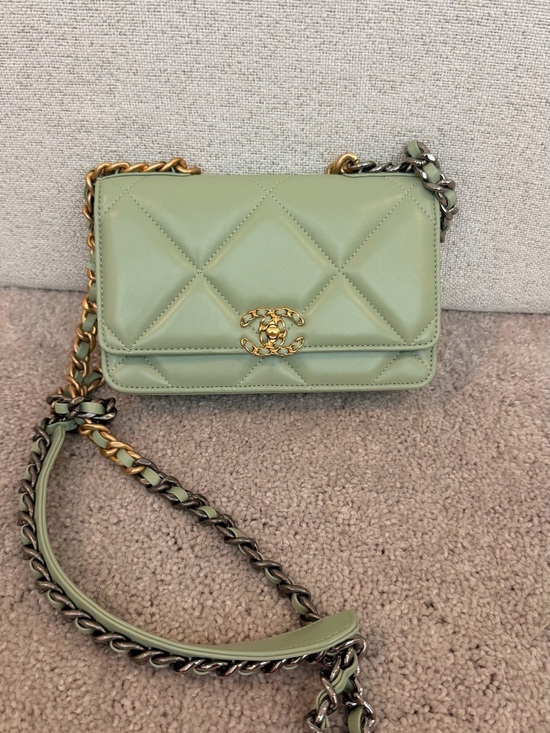 CHANEL Handbags - CHANEL Quilted Mini Flap Crossbody in Sage Green with Gold Chain